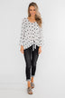 Something About You Printed Tie Blouse- White