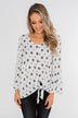 Something About You Printed Tie Blouse- White