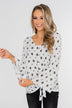 Something About You Printed Tie Blouse- White