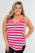 Give It To Me Striped Tank Top- Hot Pink