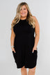 Solid Black Pocket Dress