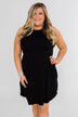 Solid Black Pocket Dress
