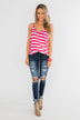 Give It To Me Striped Tank Top- Hot Pink