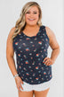 Darling Floral V-Neck Tank Top- Navy