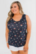 Darling Floral V-Neck Tank Top- Navy