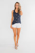 Darling Floral V-Neck Tank Top- Navy
