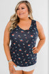 Darling Floral V-Neck Tank Top- Navy