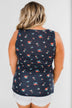 Darling Floral V-Neck Tank Top- Navy