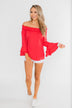 Everlasting Love Off The Shoulder Ruffle Top- Dark Strawberry