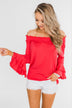 Everlasting Love Off The Shoulder Ruffle Top- Dark Strawberry