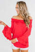 Everlasting Love Off The Shoulder Ruffle Top- Dark Strawberry