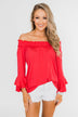 Everlasting Love Off The Shoulder Ruffle Top- Dark Strawberry