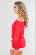 Everlasting Love Off The Shoulder Ruffle Top- Dark Strawberry