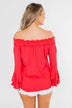 Everlasting Love Off The Shoulder Ruffle Top- Dark Strawberry