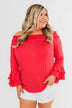 Everlasting Love Off The Shoulder Ruffle Top- Dark Strawberry