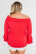 Everlasting Love Off The Shoulder Ruffle Top- Dark Strawberry