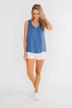 Take It From Me Tie Back Tank Top- Blue