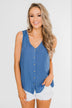Take It From Me Tie Back Tank Top- Blue
