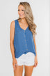 Take It From Me Tie Back Tank Top- Blue
