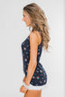 Darling Floral V-Neck Tank Top- Navy