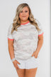 Take A Chance On Me Camo Top- Ivory