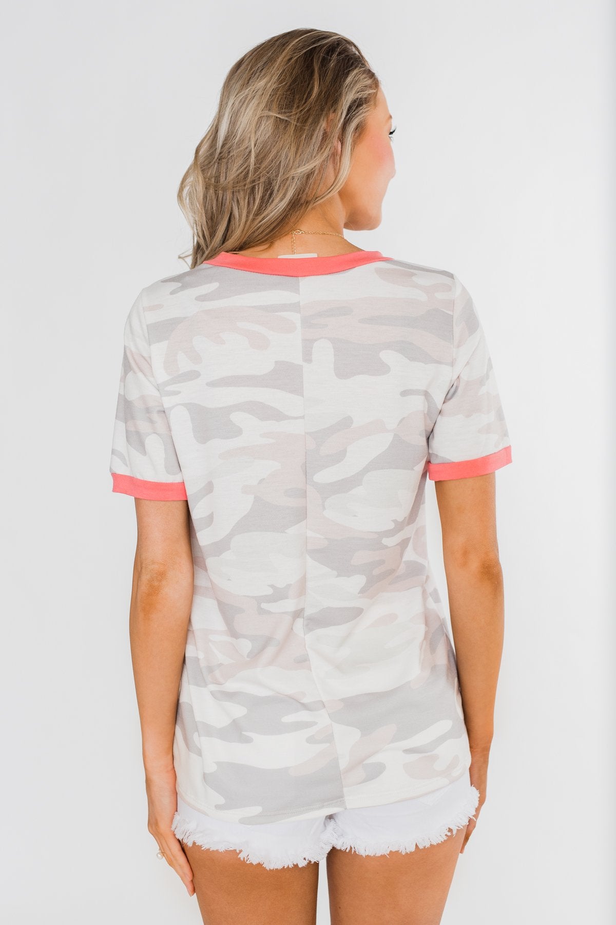 Take A Chance On Me Camo Top- Ivory