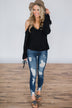 Beach Retreat Cold Shoulder Top ~ Black