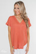 Crossing Into Casual Lace Back Top- Burnt Orange