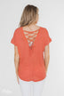Crossing Into Casual Lace Back Top- Burnt Orange