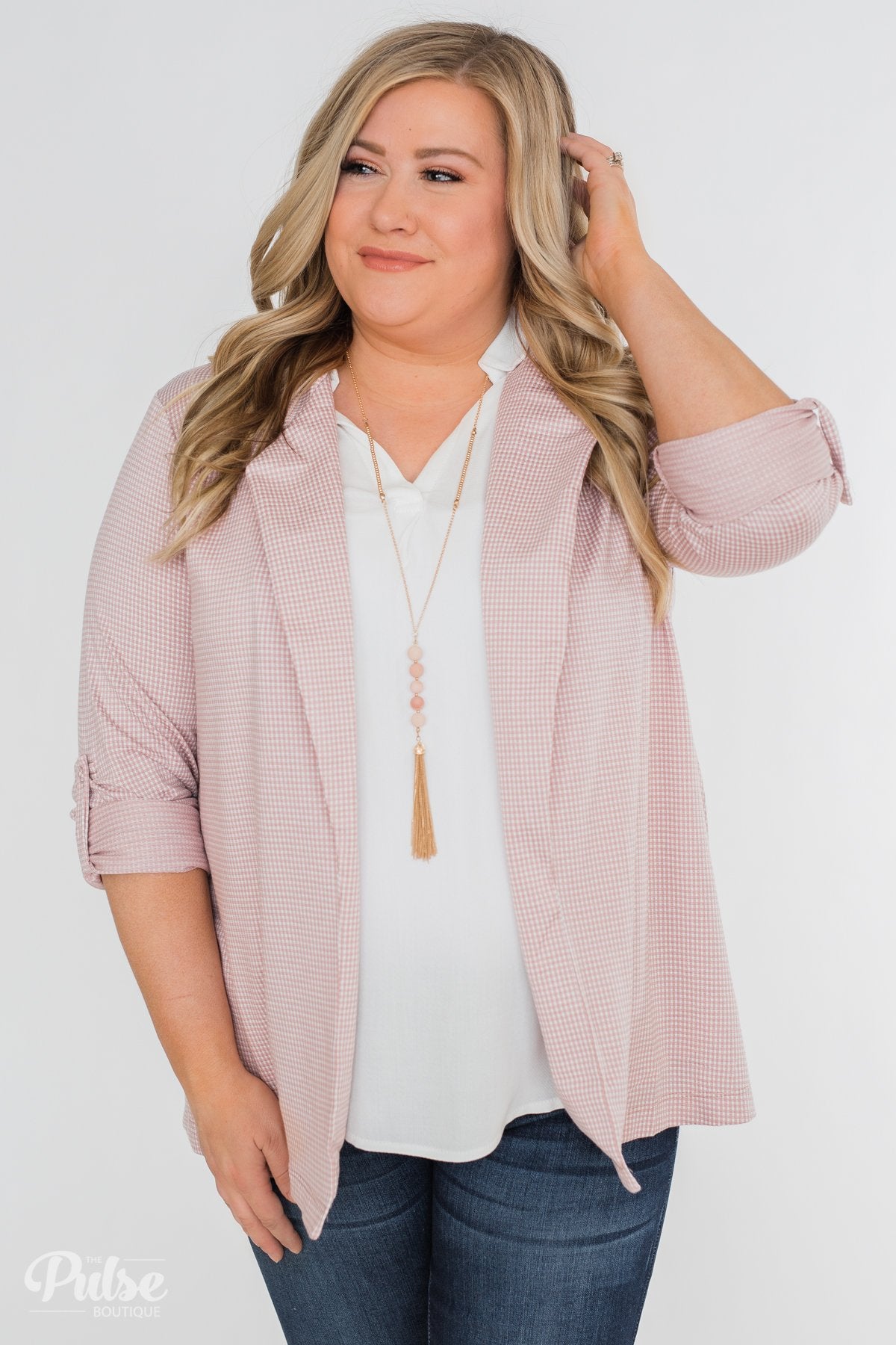 Back to Business Long Sleeve Blazer- Blush