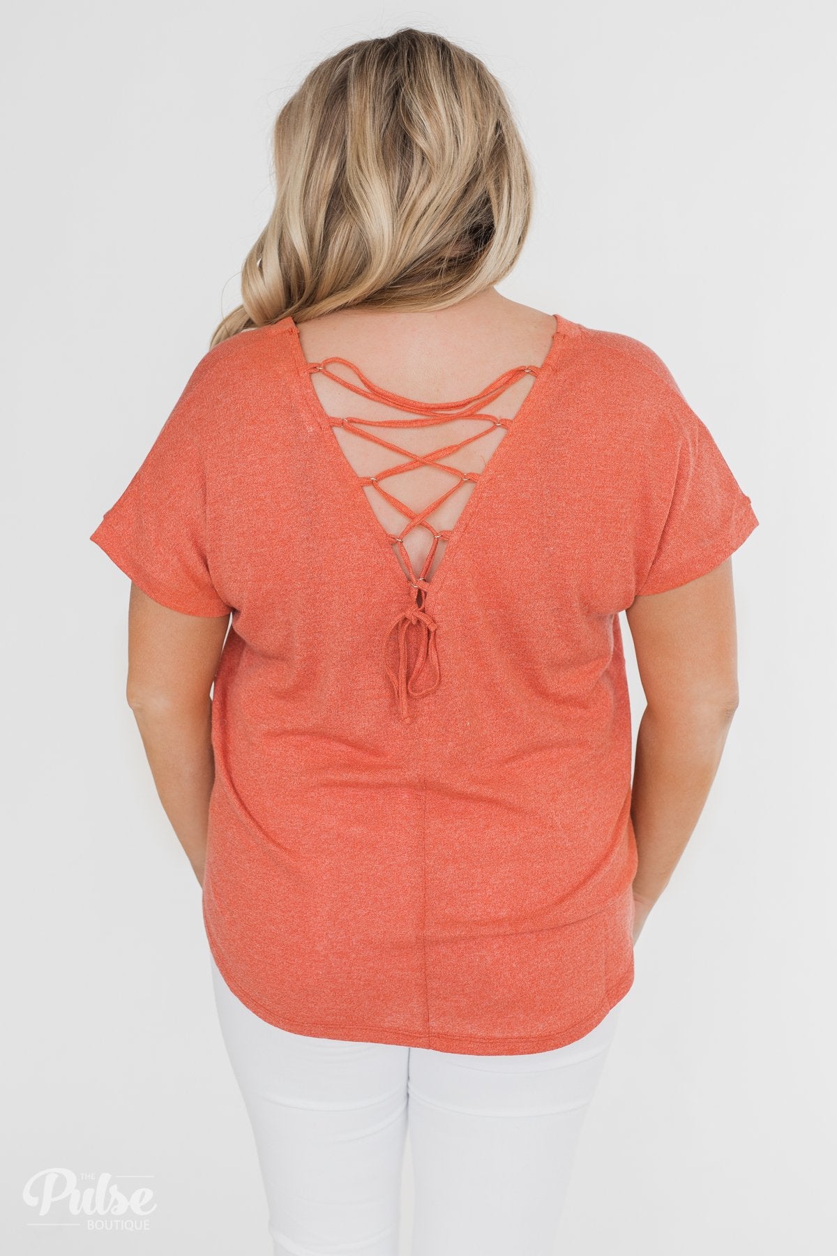 Crossing Into Casual Lace Back Top- Burnt Orange