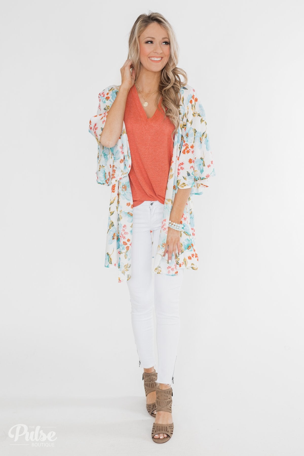 Sunshine In My Soul Floral Kimono- Ivory