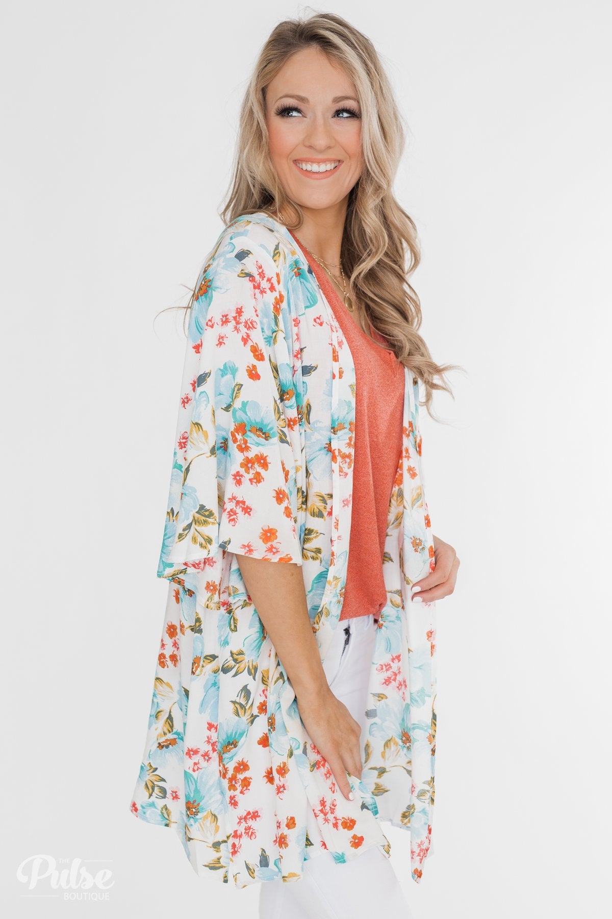 Sunshine In My Soul Floral Kimono- Ivory