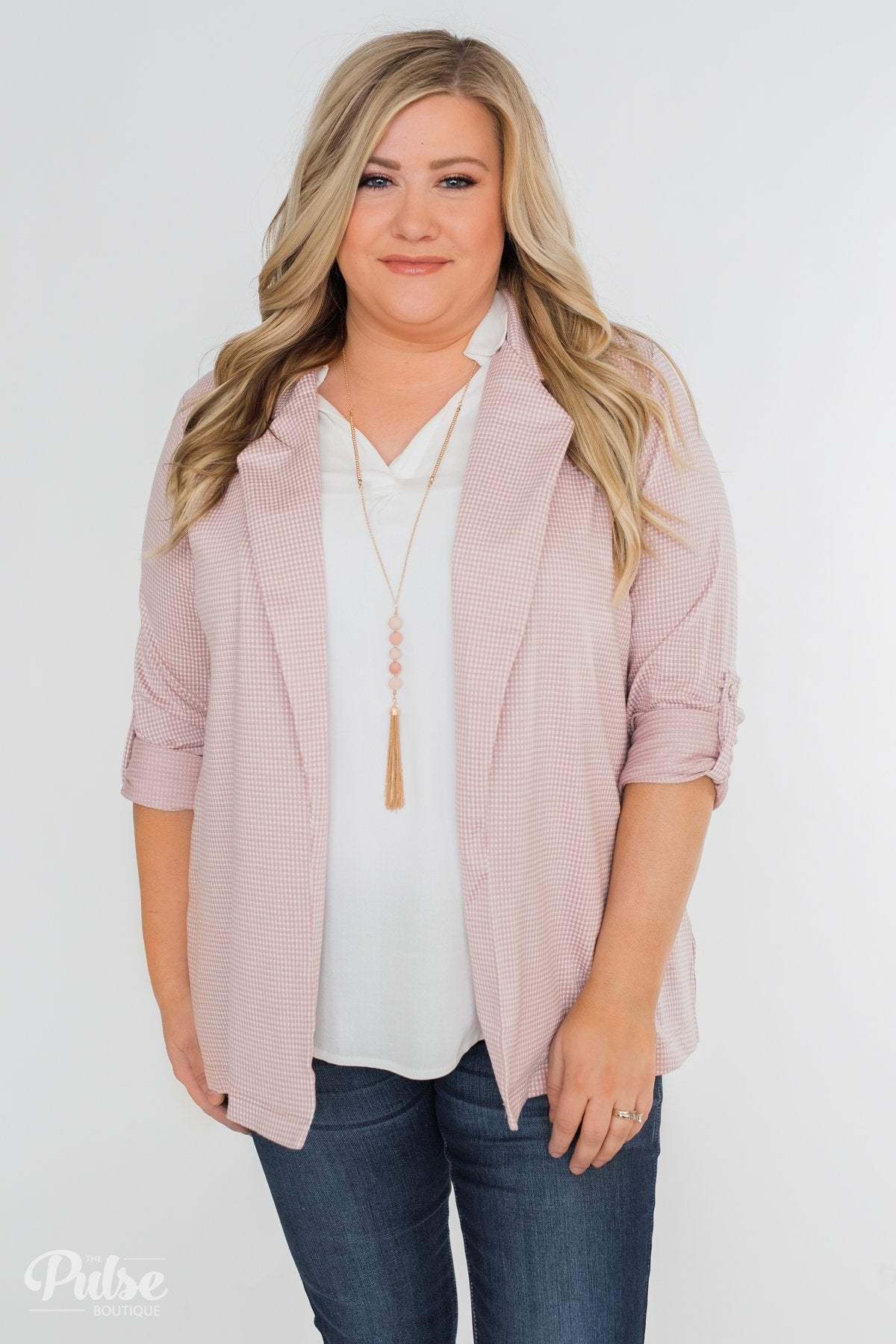 Back to Business Long Sleeve Blazer- Blush