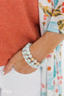 3 Layer Silver Studded Beaded Bracelet Set- Light Blue