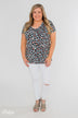 Can't Go Wrong V-Neck Leopard Top- Light Blue & Peach