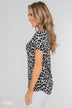 Can't Go Wrong V-Neck Leopard Top- Light Blue & Peach