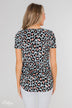 Can't Go Wrong V-Neck Leopard Top- Light Blue & Peach