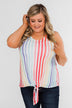 Walking On Sunshine Tie Tank Top- Rainbow