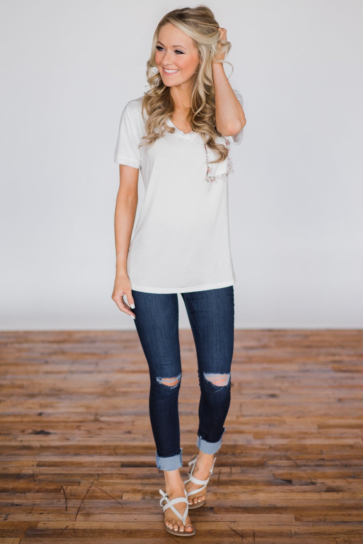 Unconditional Love Pocket Top- White