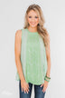 Every Little Thing Racerback Lace Tank Top- Mint Green
