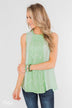 Every Little Thing Racerback Lace Tank Top- Mint Green
