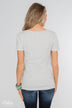 Essential V-Neck Pocket Tee Shirt- Heather Off White