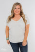 Essential V-Neck Pocket Tee Shirt- Heather Off White