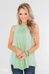 Every Little Thing Racerback Lace Tank Top- Mint Green
