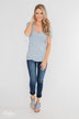 Essential V-Neck Pocket Tee Shirt- Slate Blue