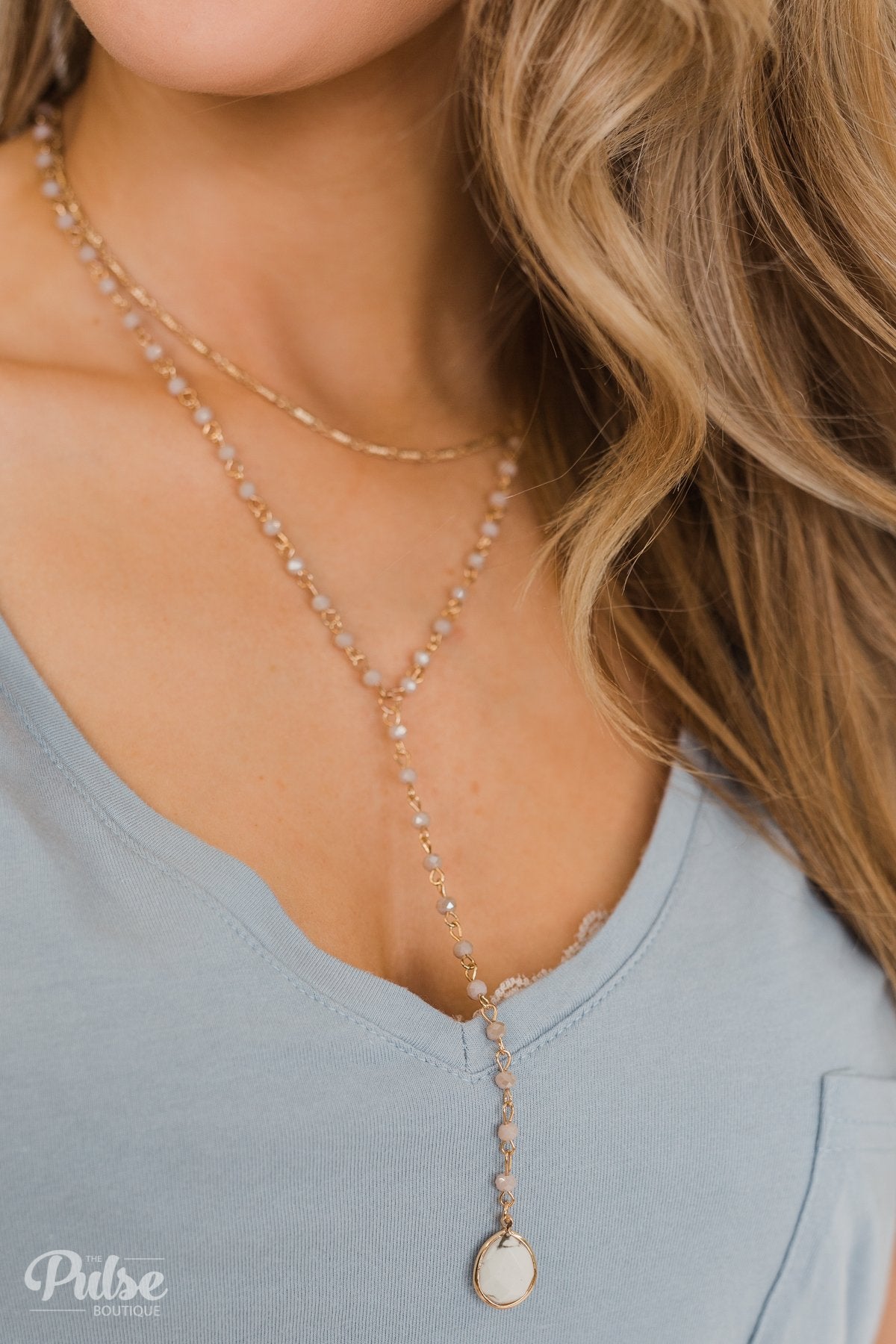 First Glance 2 Tier Beaded Necklace- Gold