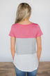 Timeless Beauty Colorblock Top- Pink