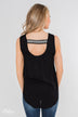 Lovely Nights Criss Cross Tank Top- Black