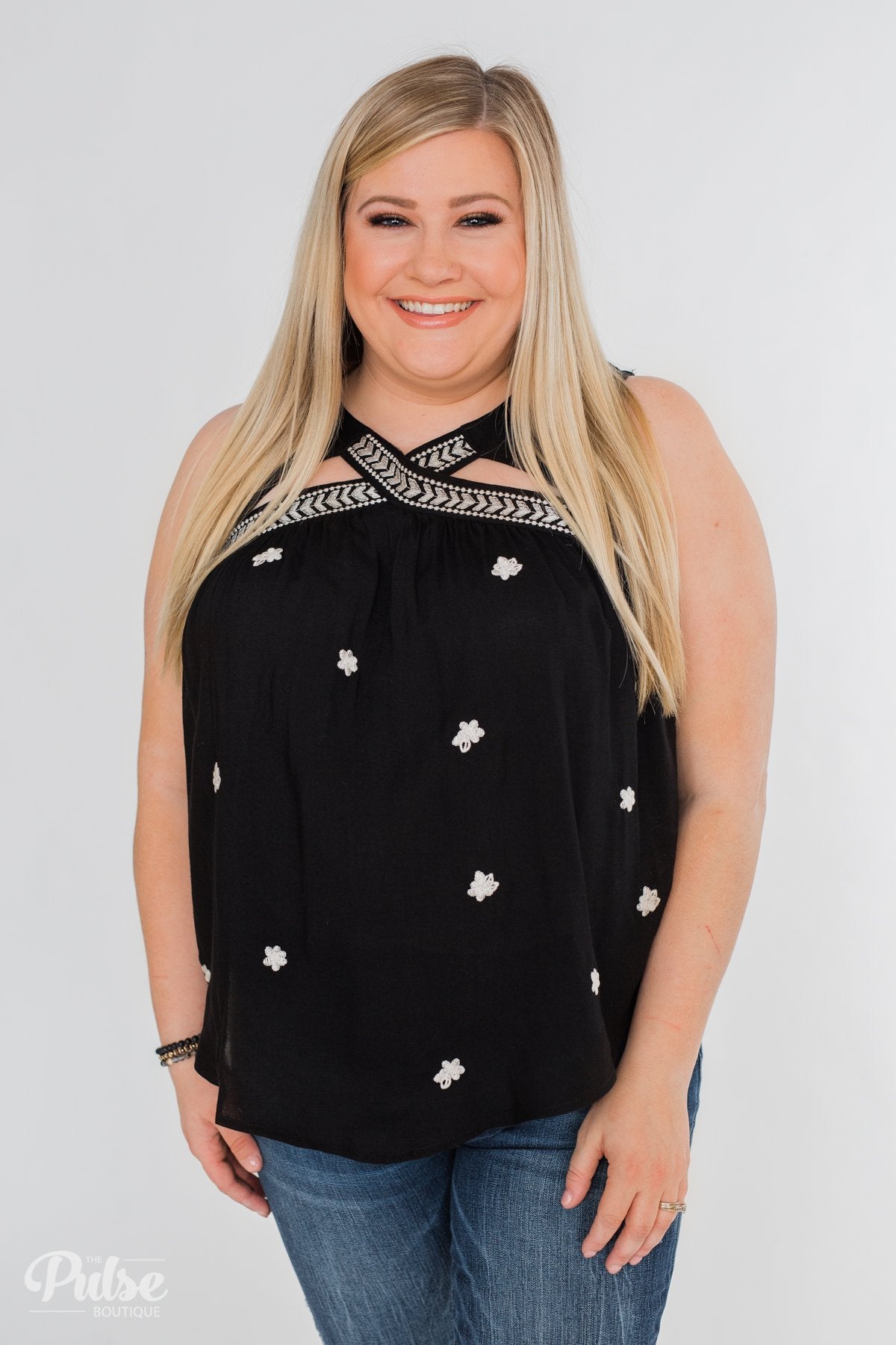 Lovely Nights Criss Cross Tank Top- Black